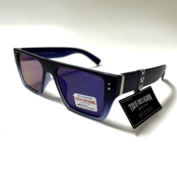 New Original TRUE RELIGION Rectangle Sunglasses Frosted Matte Gradient Acetate - Picture 1 of 6